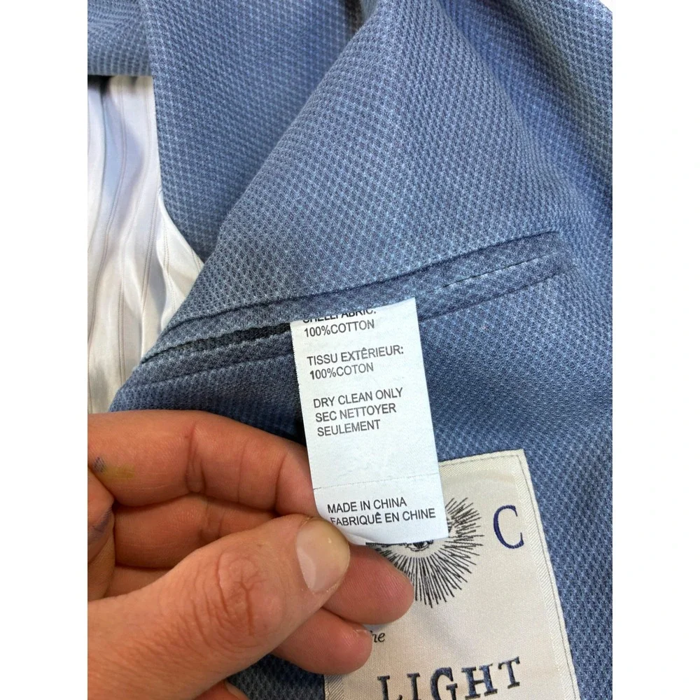 Richard Choi The Light Jacket Mens 50 IT Slate Blue Textured‎ Cotton Blazer